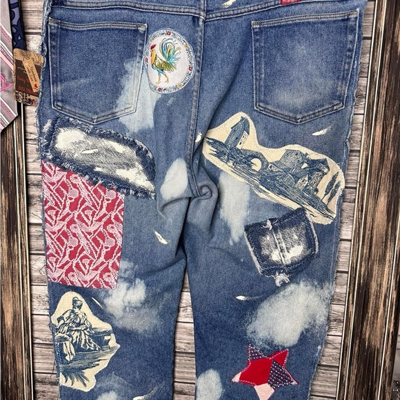UpCycled Reworked Handmade Vintage Wrangler Levi’s Jeans like Pearl Jaded Gypsy - Picture 2 of 6
